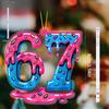 Valentine's Day 67 Number Hanging Ornament - Transparent Acrylic Pendants, Drops & Finials Suitable for Couples Gift, Decor - No Electricity Needed