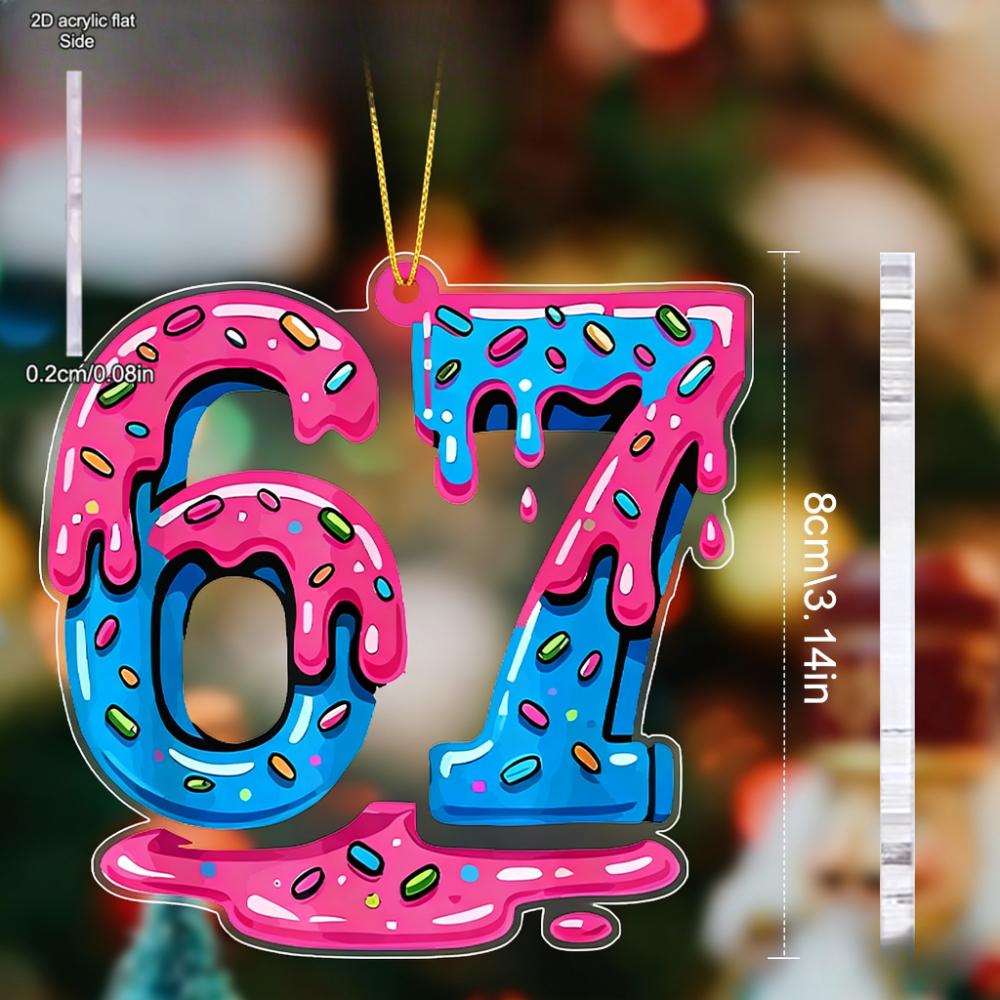 Valentine's Day 67 Number Hanging Ornament - Transparent Acrylic Pendants, Drops & Finials Suitable for Couples Gift, Decor - No Electricity Needed