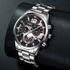 Watch Accessories Three-Piece Men'S Watch Silver Steel Strap Men'S Bracelet Necklace Quartz Watch