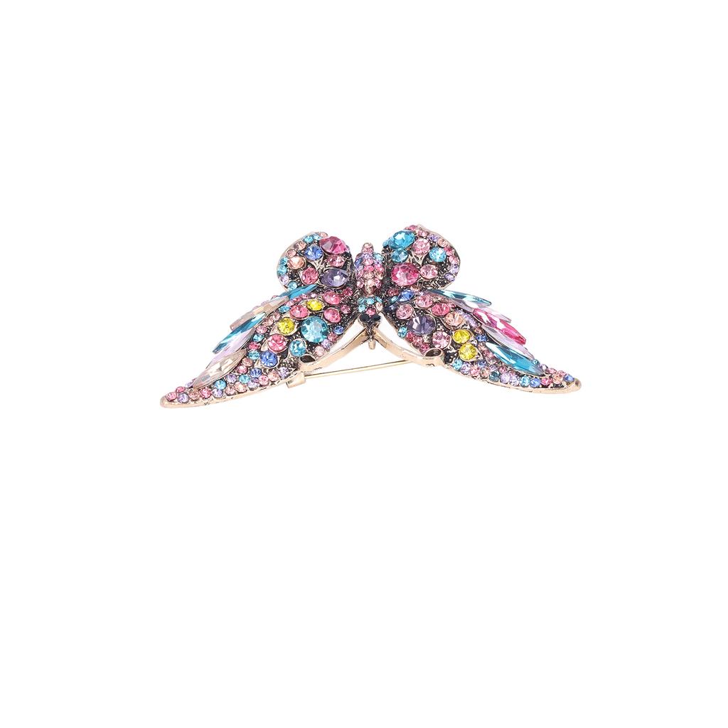 Butterfly Brooch Colorful Vintage Diamond Studded Crystal Metal Butterfly Brooch Decoration