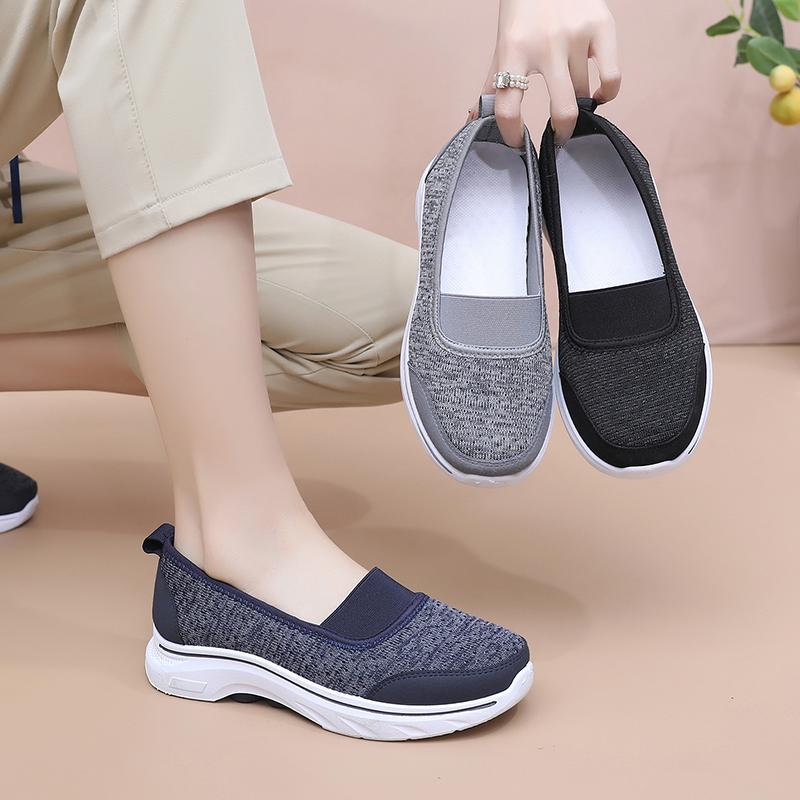Fashion 2025 Summer New Women's Casual Shoes Summer Breathable Mesh Flat Shoes Women's Comfortable and Lightweight Thick-Soled