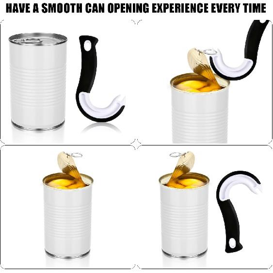 Easy Open Ring Pull Can Opener, J Hook Can Opener Pull Tab No-Slip Rubber Grip Jars Can Lid Lifter Manual Ring Top Soda Tin Bottle Opener Tool for