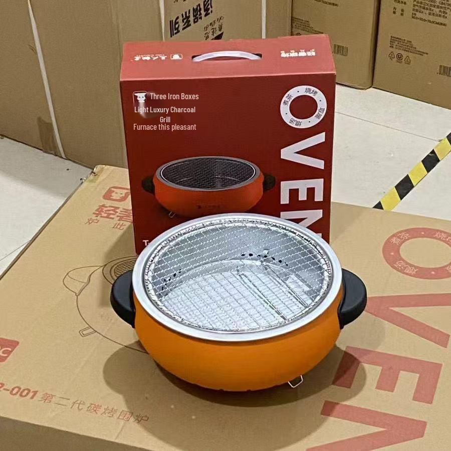 Churrasqueira a Carvão para Exterior com Grelha Redonda para Casa, Preparo de Chá, Acampamento e Uso como Fogão de Aquecimento