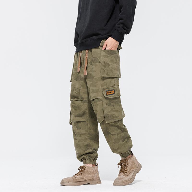Pure Cotton Sanitary Pants Men's Casual Camouflage Multi Pocket Workwear Pants Loose Ankle Pants