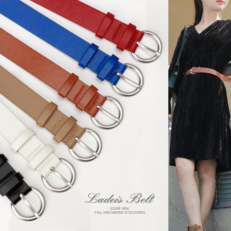 Fashion chic style belt women, commuter casual style alloy pin buckle women's belt with jeans decorative belt