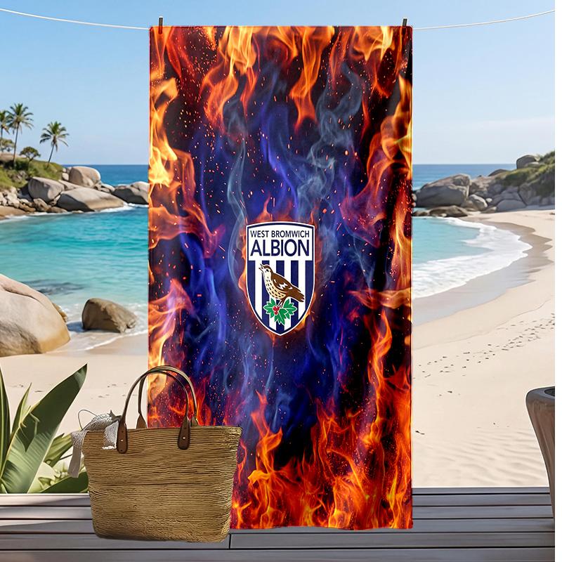 Asciugamano da Spiaggia West Bromwich Albion Football Print, Asciugamano Grande Morbido Asciugatura Rapida per Spiaggia Campeggio Nuoto