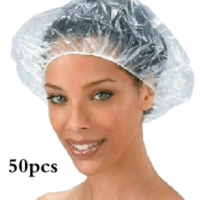 50pcs Elastic Waterproof Adults Shower Bathing Cap Disposables Spa Home Hair Hat