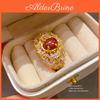Vintage Style 24k Gold Plated Zircon Water Drop Ring For Ladies Gift