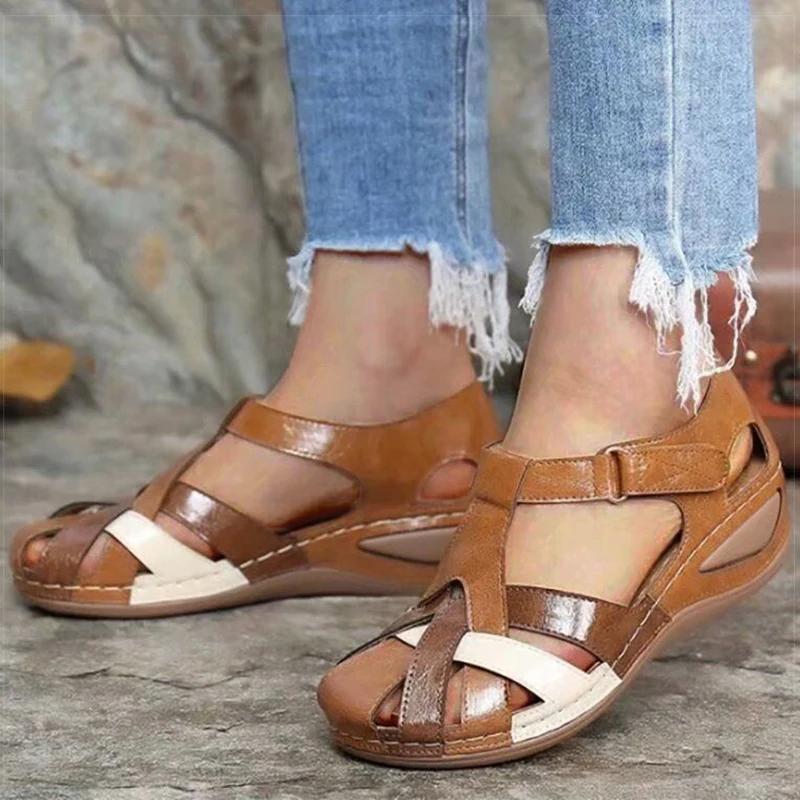 Fashion Women's Sandals Wedges Heels Sandals for 2025 Summer Shoes Woman Mix Color Heeled Sandalias Mujer Low Platform Footwear Female