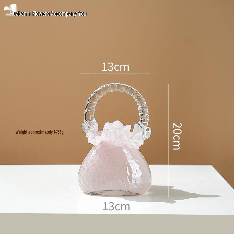 Luxury Glass Handbag Vase: Elegant Floral Basket for Home Decor