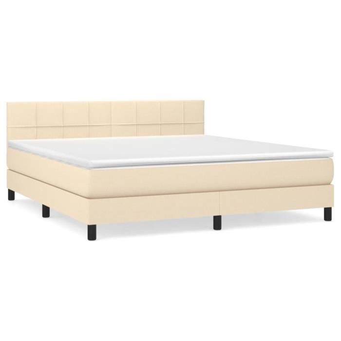 3140070 vidaXL Lit à sommier tapissier avec matelas Crème 160x200 cm Tissu