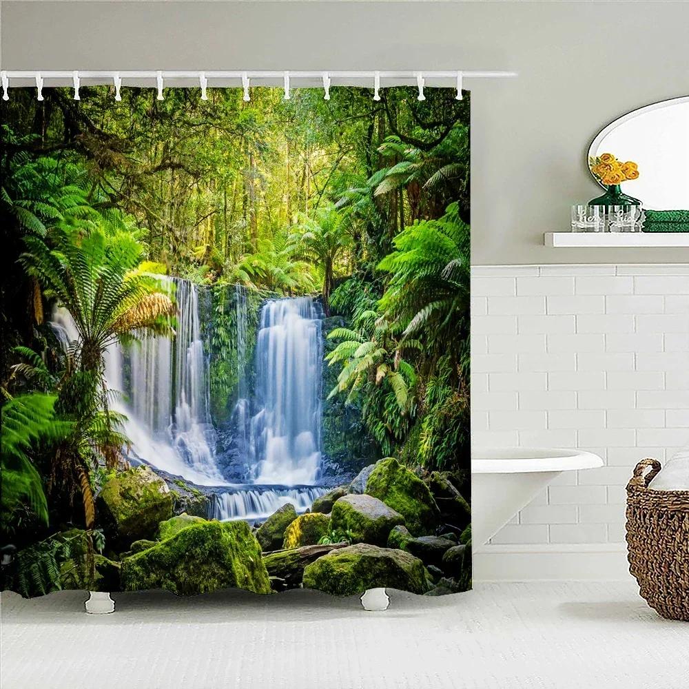 Forest Natural Scenery Shower Curtains 3d Printing Bath Curtains Polyester Washable Fabric With Hooks Home Decorative Screen