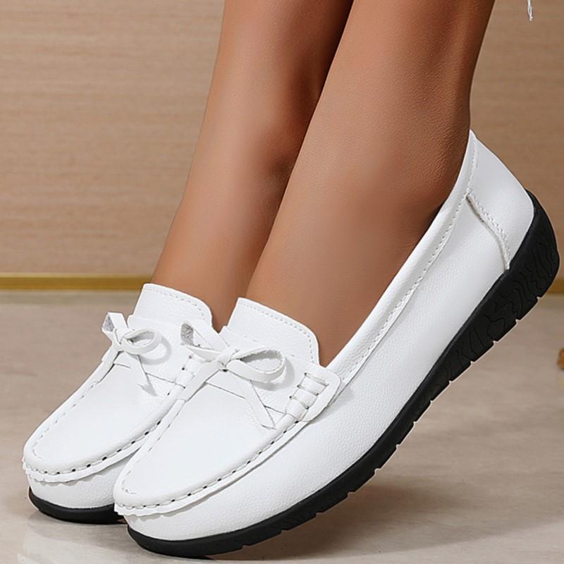 Keilabsatz Mode Damen Ballerinas Echtes Leder Weiche Schuhe Damen Slipper Damen Freizeitschuhe Mokassins Tenis Tenis Feminino Übergröße
