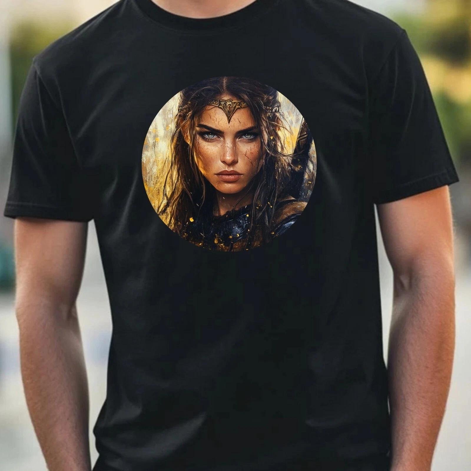 T-Shirt Herren Kriegerin Portrait Motiv Baumwolle Größe XS bis 5XL L