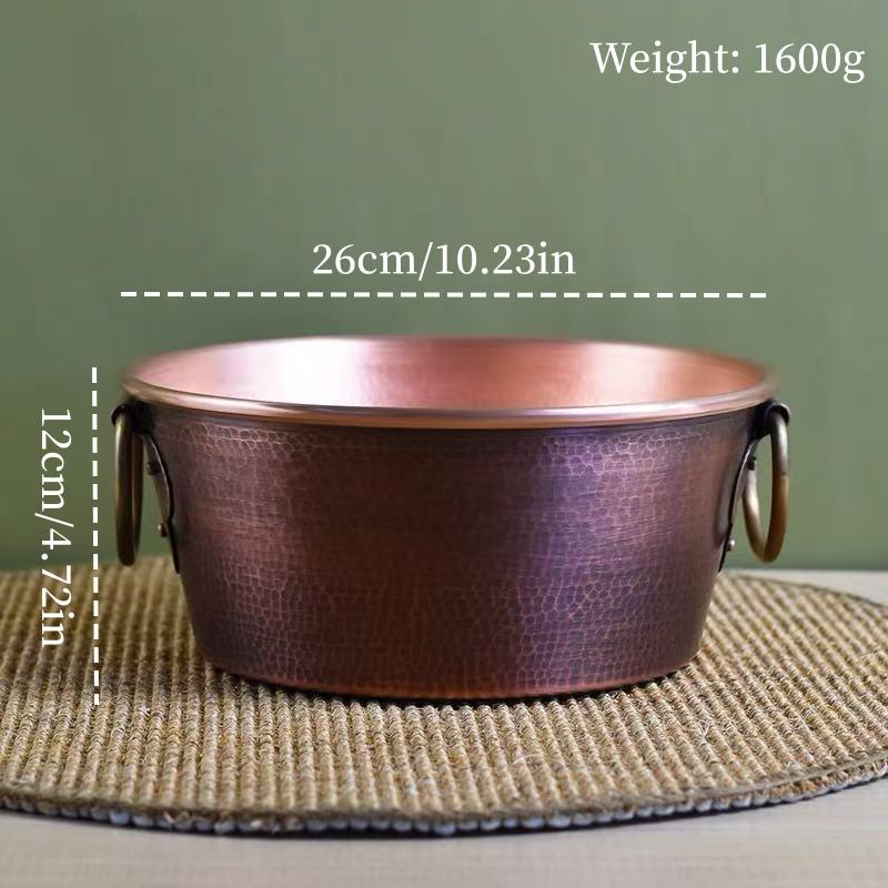 Vintage Copper Pot,Thickened Hot Pot Cooking Utensil Simmering and Pasta Stewing,Handcrafted Hammer Texture 26 Cm Handheld Pot