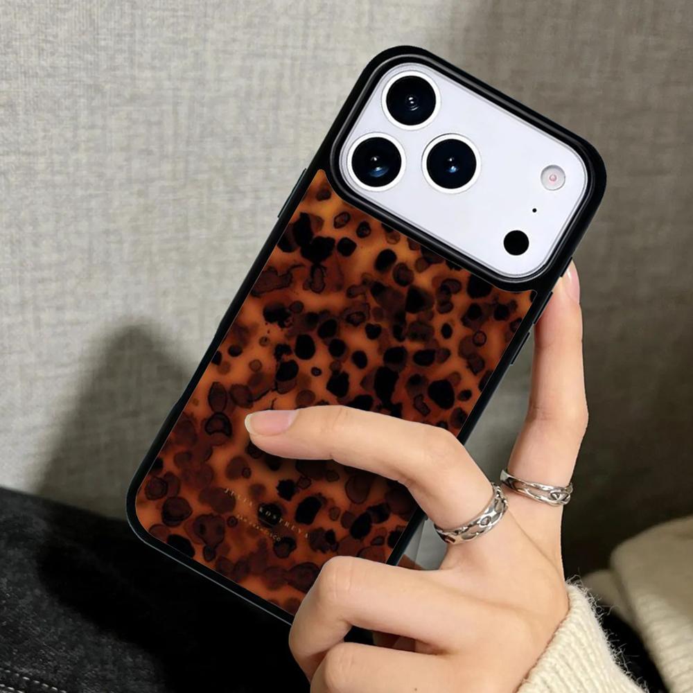 Capa Case for iPhone 17 Air 16 Pro Max 15 Plus 11 13 Mini 14 12 Back Phone Cover Tortoise Shell Pattern polished Marble