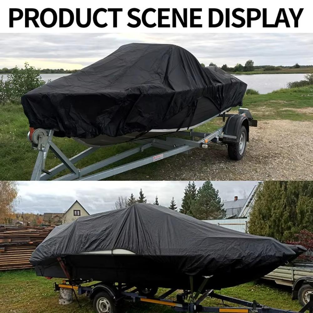 Waterproof Anti-UV Black Boat Cover 210D Marine Canvas Boat Accessories  Outdoor Protection