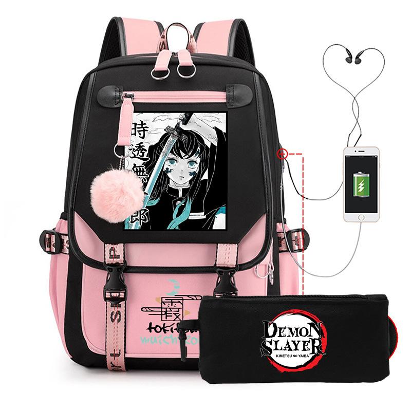 Anime School Bag Tokitou Muichirou Peripheral Backpack Set Student Pencil Bag