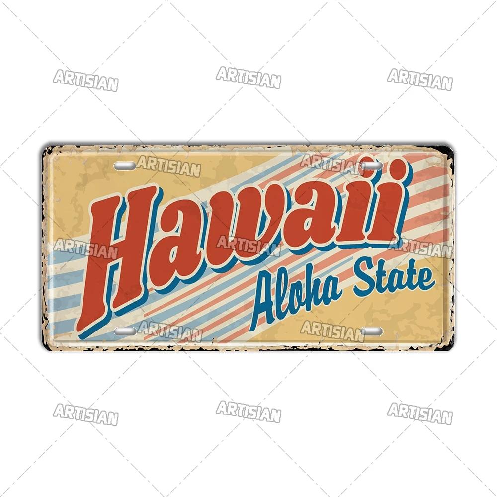 Artisian USA Car Plate Landmark Tin Sign US City State Metal Plaque Wall Decor Garage Bar Pub Club Hotel Cafe Kitchen Home