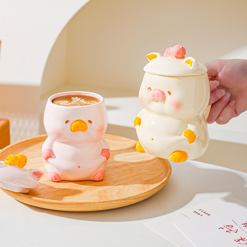 Kreatywny Uroczy Kreskówkowy Ceramiczny Kubek Prezent Kubek dla Dziewczyny Personalizowany Kubek do Kawy Kubek do Wody Kubek dla Pary Kubek Śniadaniowy