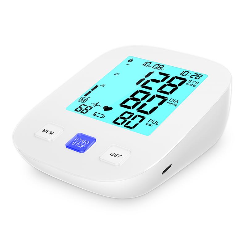 Portable Electronic Sphygmomanometer Upper Arm Blood Pressure Monitor Medical Supplies BP Machine with Electric Power Source Plastic