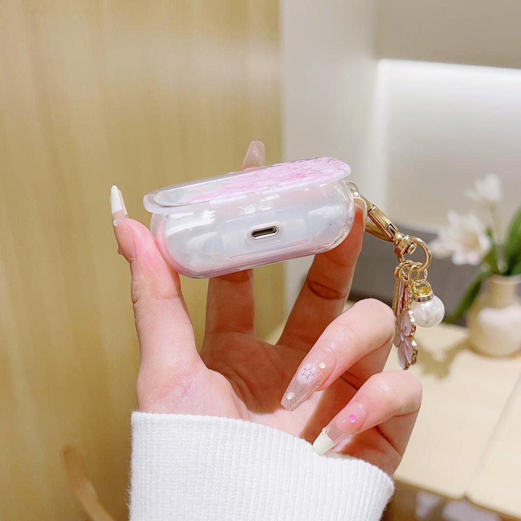 Sweet Pink Cherry Blossoms Flower Pearl Pendant Case For Apple AirPods Pro 2 1 3 Flowers Butterfly Earphone Cases Heart
