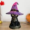 Black Cat Witch Hat Lamp Decorative Gift Halloween Lighting Decor Gothic Night Light