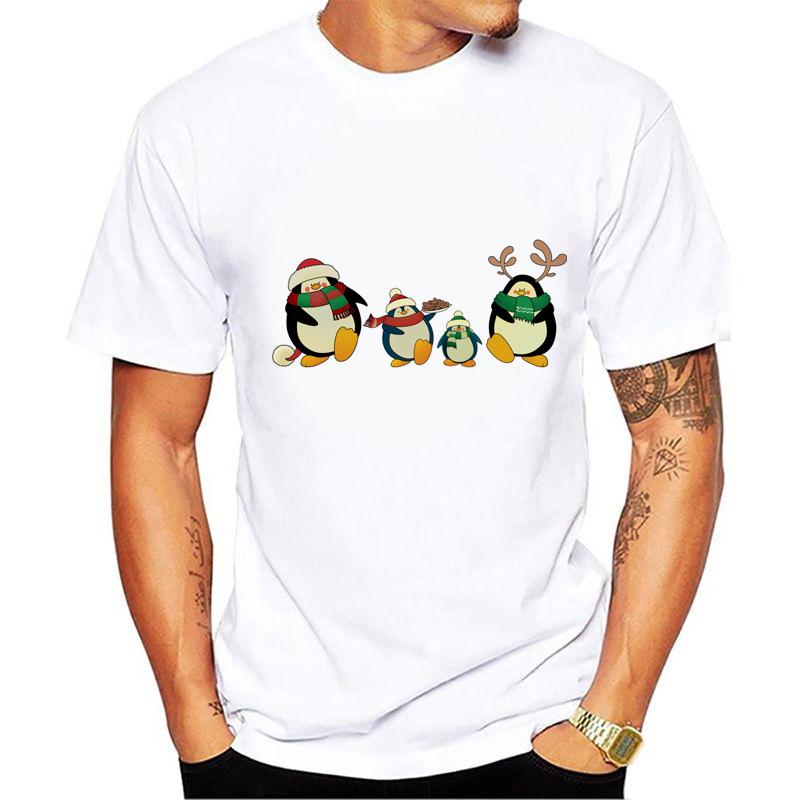 Buy TShirt Men'S Harajuku Street Fashion Loose Holiday Penguins Print