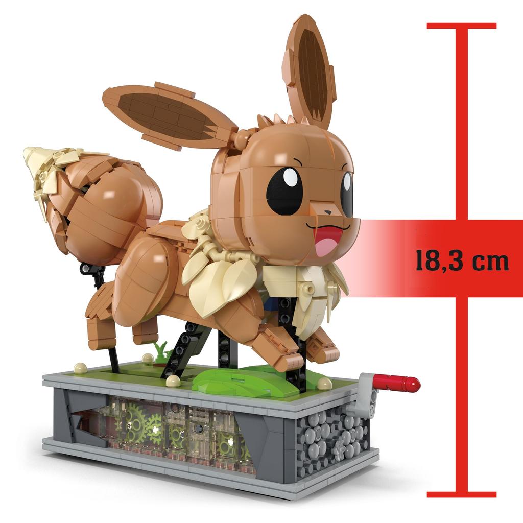 MEGA Pokemon Evoli, beweglicher Evoli-Block, Anzahl 1366, Alter, braun, HTH71, läuft! Stücke 18+