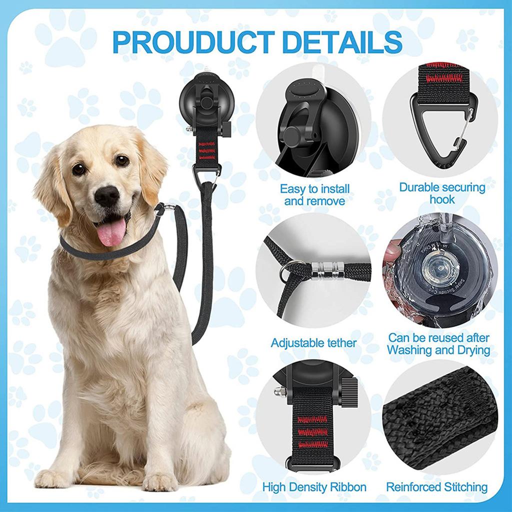The Cat And Dog Bathing Lanyard With Suction Cup Can Be Adjusted To Fix The Cat Safety Rope, Which Is Used For Pet Shower, Bathing And Grooming