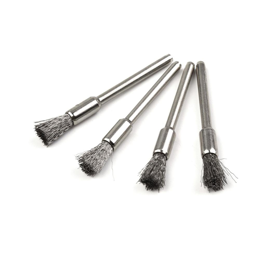 Rotary Tool Wire Brushes 10pcs Stainless Steel and Brass for Burr Removal Rust Removal and Metal Cleaning 3mm Shank