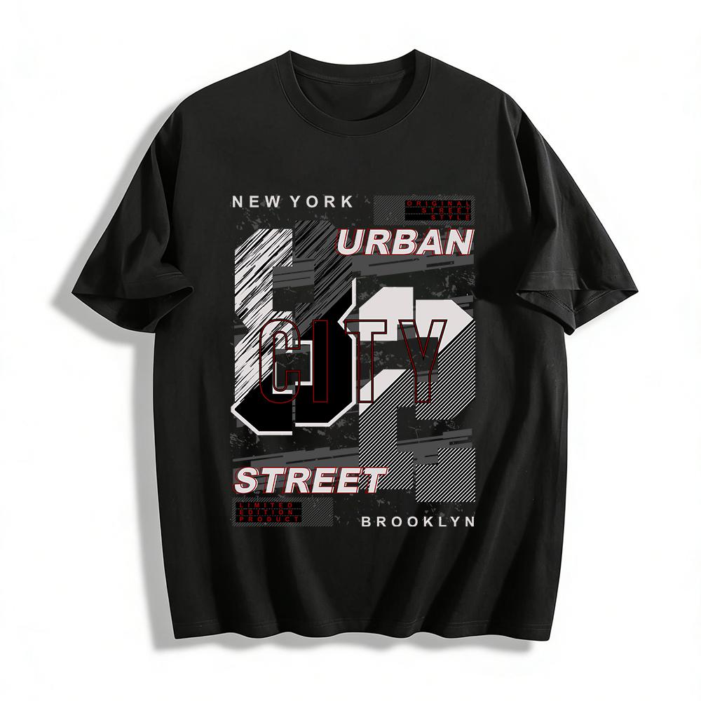 New York Brooklyn Urban Street Style Graphic Tee Retro Casual Top Pure cotton T-shirt XXS