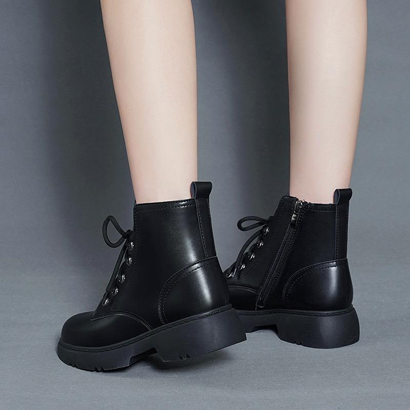 Short Boots Women's Autumn and Winter Boots Women's Shoes Fleece Cotton Boots Thick Heel Martin Boots