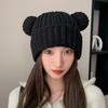 Cute Little Bear Ear Woolen Hat Thickened Warm  Ear Protecting and Cold Proof Knitted Hat New Fashionable Hats for Autumn and Winter