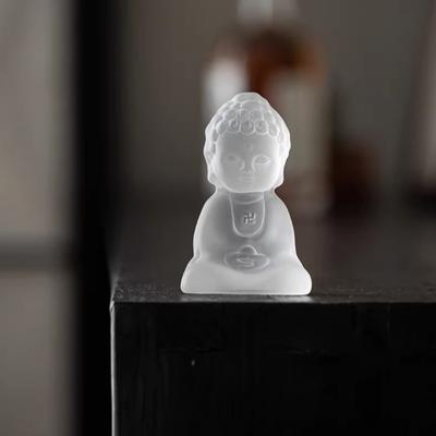 Handmade Glass Tea Pet Zen Monk Sculpture Mindfulness Decor for Tea Lovers Unique Gift Idea