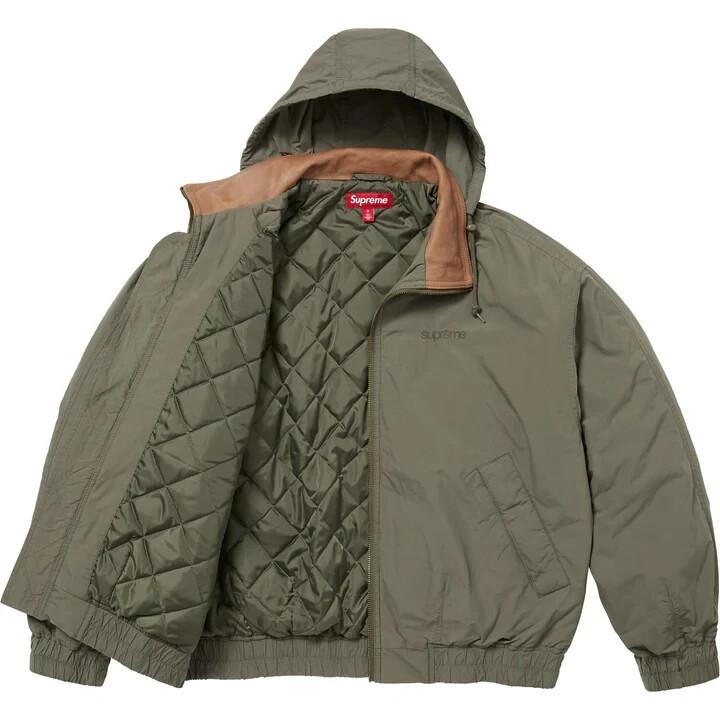 Supreme Leather Collar Utility Jacket Olive