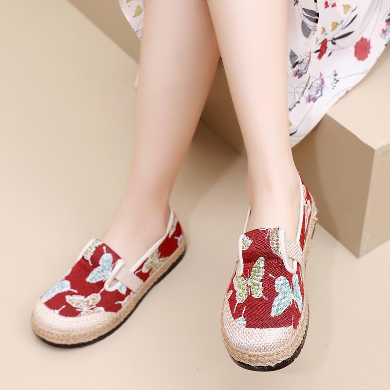 New Arrival 2024 Spring Women's Flat Casual Shoes Retro Beijing Style Slip-on Shoes