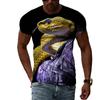 Summer Round Neck 3D Patterns of Snakes In Various Colors Print Top Fashionable Casual Short Sleeved Men's T-shirts