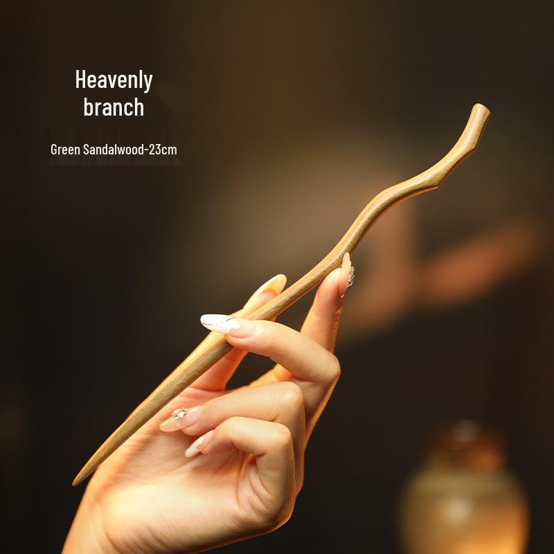 Elegant Handmade Black Sandalwood Hairpin: New Chinese Style, Ancient-Inspired, Simple, Everyday Wooden Hairpin for Women