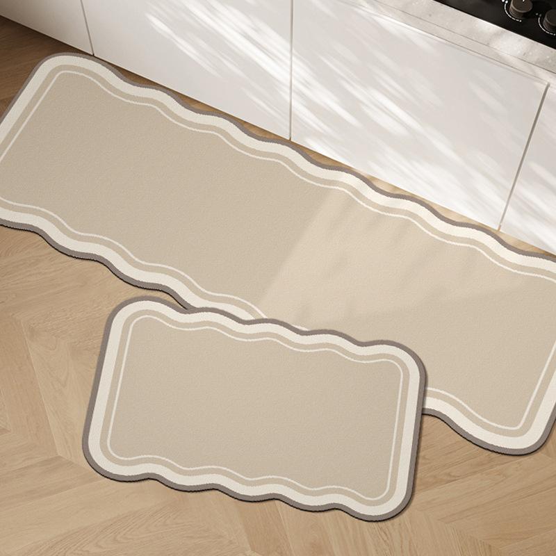 Diatom Mud Kitchen Floor Mat Dirt-resistant Anti-slip Mat Wasabi Wind Absorbing Quick-drying Foot Mat Long Two-piece Set