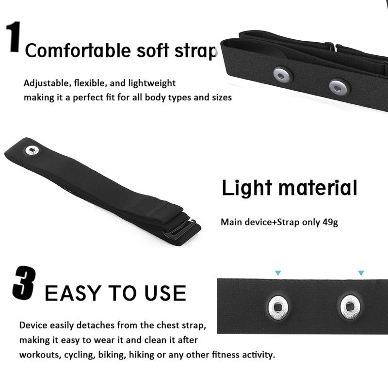 1 stk Pulsklokke Erstatningsreim Kompatibel med Polar H7 H9 H10 Coospo Wahoo Tick Garmin Magene Sensor Bånd Belte