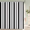 1 Pcs Shower Curtain Color Stripe Printed Bathroom Curtain Polyester Cloth Waterproof Home Decoration Curtain With Hooks