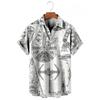 Camisa de Botones Vintage para Hombre Estampado de Mapa 3D Manga Corta Camisa Hawaiana Solapa Ropa de Hombre Tops de Moda Casual Camiseta Oversize