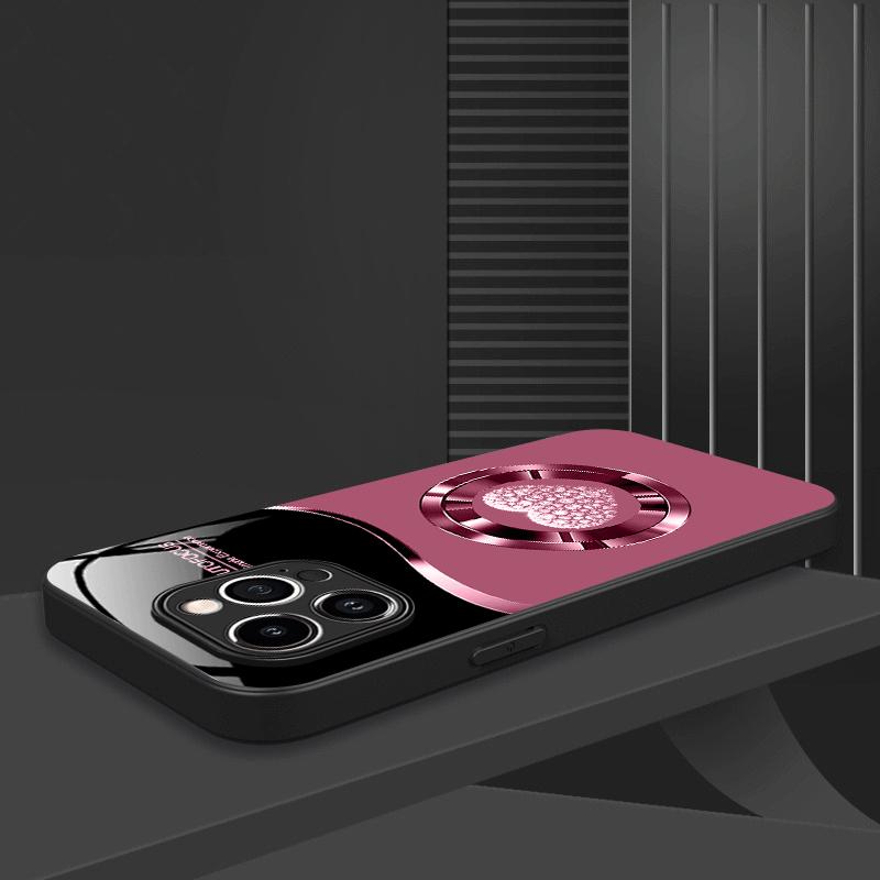 Electroplated Pink Heart phone case for iphone 17 pro max cover Built-in glass for iPhone 17 16 15 14 13 12 pm Pro Plus
