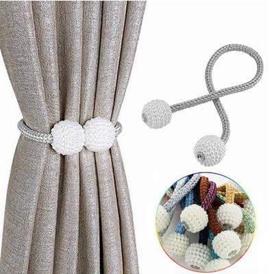 2 Pcs Magnets Curtains Clamps Curtain Holder Pompom Tieback Magnetic Clips Hanging Balls Tie Back Home Decoration Accessories