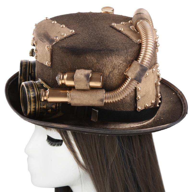 Gay Top Hat Steampunk Top Hat With Goggles Black Halloween Top Hat Carnival