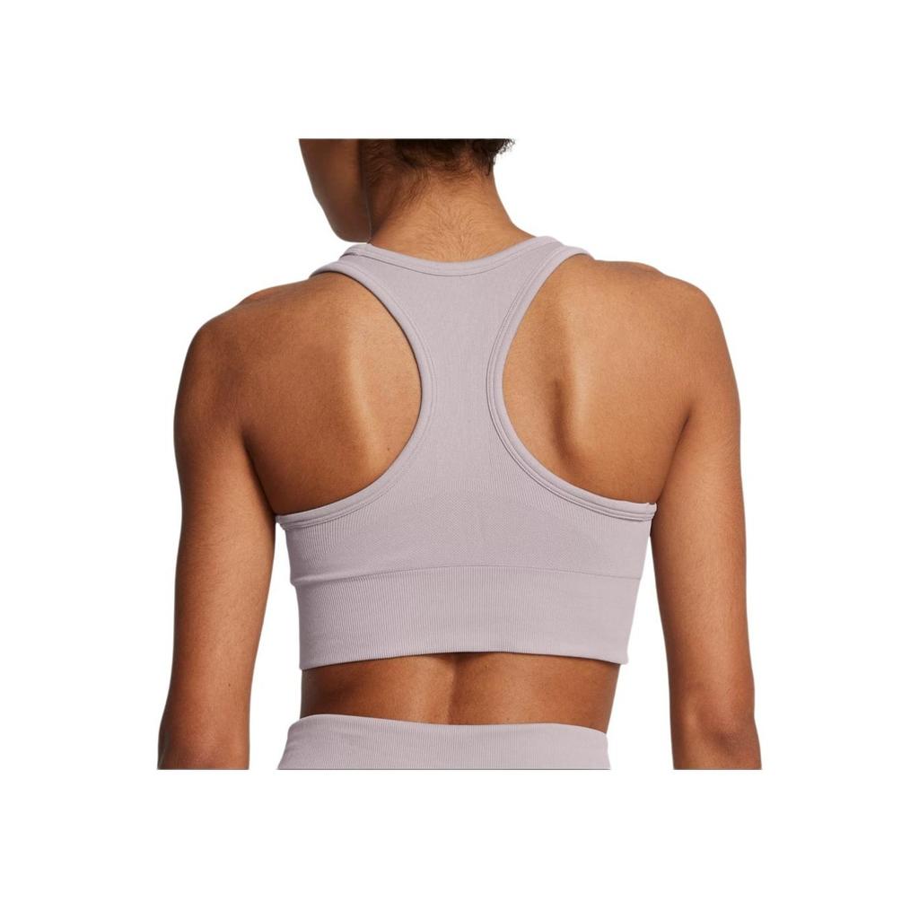 Under Armour Rival Mid Fashion Soft Skin-Fit Pullover Sports Bra Women Underwear Gray Purple 1384419-015