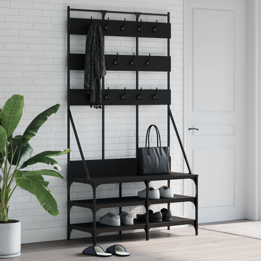 Clothes Rack with Shoe Space, Black, 100X40X184 Cm