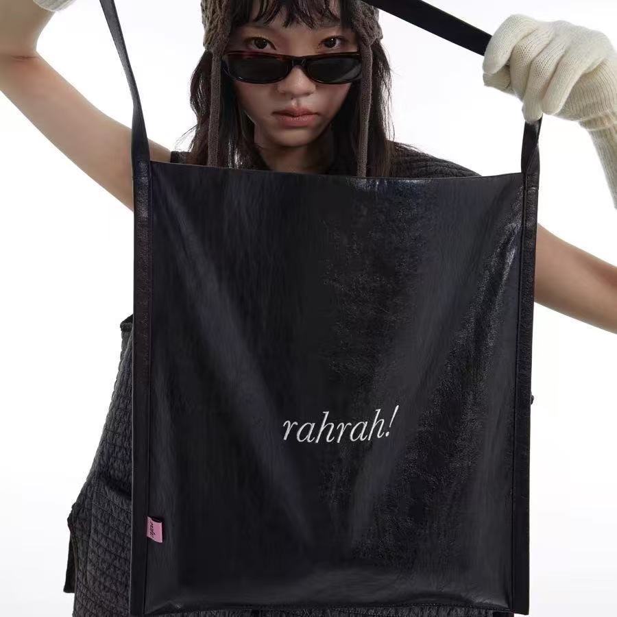 Solid Color Tote Bag With Embroidered Letters For Daily Use