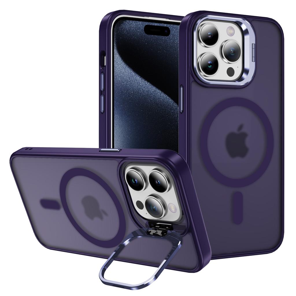 Compatible with MagSafe for iPhone 15 Pro Case PC+TPU+Metal Kickstand Phone Cover